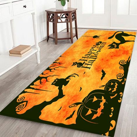Tapis de sol en flanelle imprimés numériquement, série Halloween, tapis de porte, tapis d'entrée de salle de bain