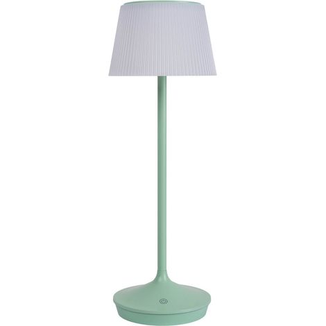 Lampe de table solaire rechargeable sans fil extérieur métal menthe H38 cm Ø 13 cm - PANGIVO (1/5)