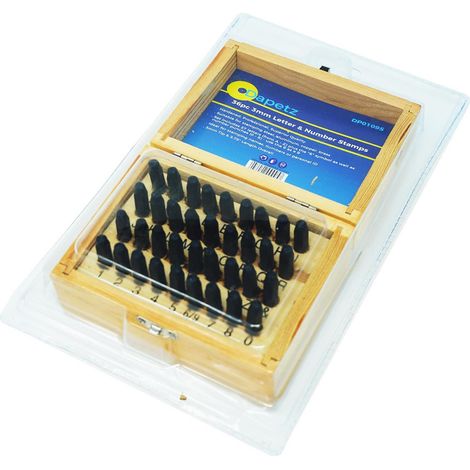 Dapetz ® 36 Pieces of Letter & Number Stamp Set or Metal Punch Stamps with a Wooden Storage Box and Ideal to Stamping Names/Personal ID. (1/5)