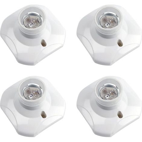 Douille de plafonnier E27 à vis, douille murale/murale avec culot E27, AC 230 V, porte lampe carrée blanche, base support plastique pour lampe de garage plafond, lot de 4