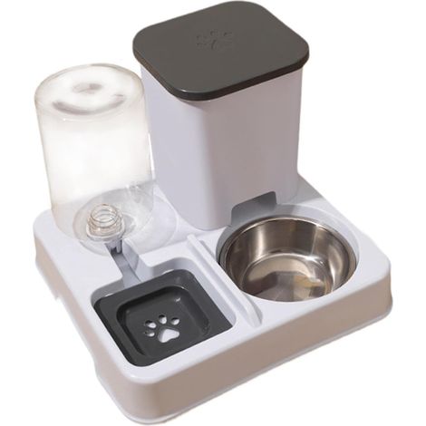 Distributeur d'alimentation 2 en 1 pour animaux, chat et lapin, gris (1/5)
