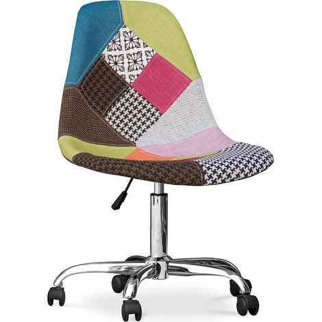 Office Chair with Wheels - Desk Chair - Upholstered in Patchwork - Simona Multicolour (1/5)