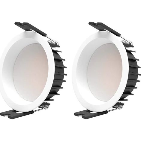 2PCS LED spot encastré 7W 3000K Spot led encastrable CRI 90+ Pas de scintillement Spot intérieur LED plafon,Angle de faisceau 100°,trou encastré Ø85 mm,éclairage plafond, Applique de Plafond [Classe é (1/5)