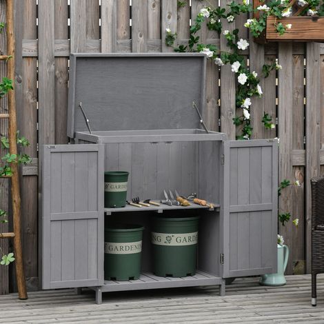 Armario almacenamiento exterior madera gris jardín HAVRYA (1/4)