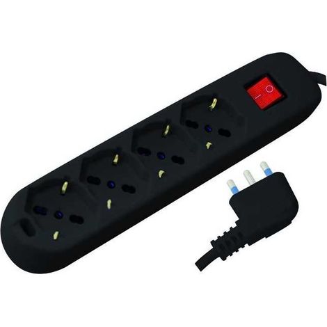 Multipresa 4 Prese Vigor Schuko/Bipasso Int. Nero 16A