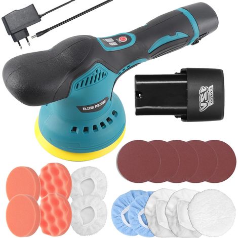 Polisseuse excentrique sans fil, 8 réglages de vitesse, design portable, type A 2 Batterie, UE (1/2)