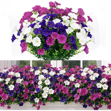 Fleurs Artificielles ExtéRieur 9 Bouquets, Fausses Plantes en Soie avec Feuilles Vertes, DéCo Florale Facile, pour Balcon Jardin Terrasse IntéRieur JardinièRe (1/5)