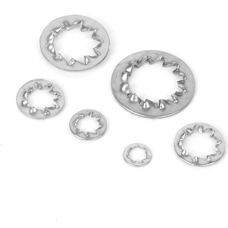300 Stück Innenzahnscheiben aus Edelstahl 304, kombinierte Größen M3, M4, M5, M6, M8, M10, verpackt (1/5)