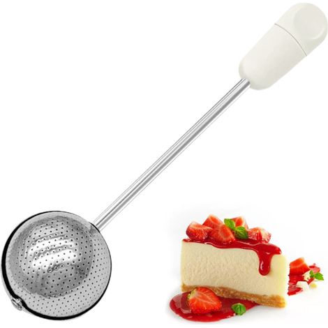 OEBUAFI Mehlsieb, lebensmittelechter Edelstahl-Staubwedel zum Backen, zum Bestäuben von Mehl und Gewürzen, ideal für Bäcker (WEISS)
