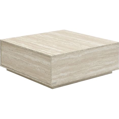Tavolino con 2 cassetti in MDF Effetto travertino Beige - ANTRIM (1/5)