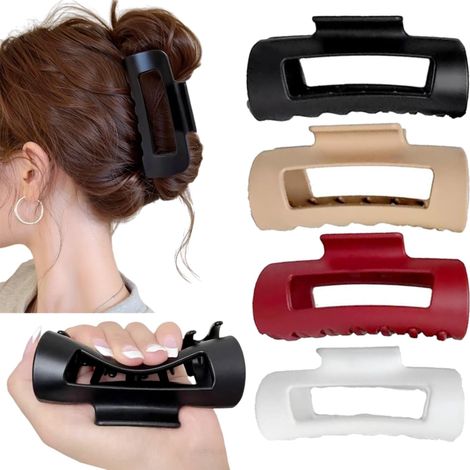 Juego de cuatro pinzas para el cabello cuadradas, cómodas y duraderas, de 10,7 cm (4,2 pulgadas). (1/5)