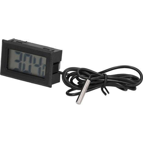 Thermomètre électronique numérique, boîtier ABS noir, écran LCD, avec sonde externe.