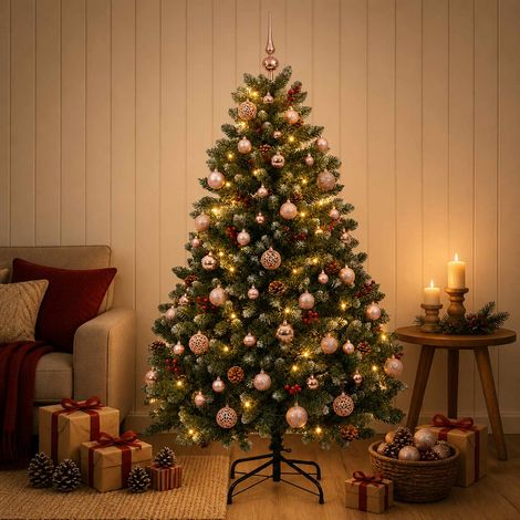 vidaXL Albero di Natale artificiale verde con palline 180 cm 300 LED (1/5)