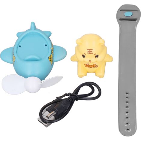 Mini ventilateur clochette style tigre dessin animé, sûr et durable, en ABS rechargeable USB, ventilateur de poignet portable pour la maison, les voyages et l'école-AquaForge (1/5)