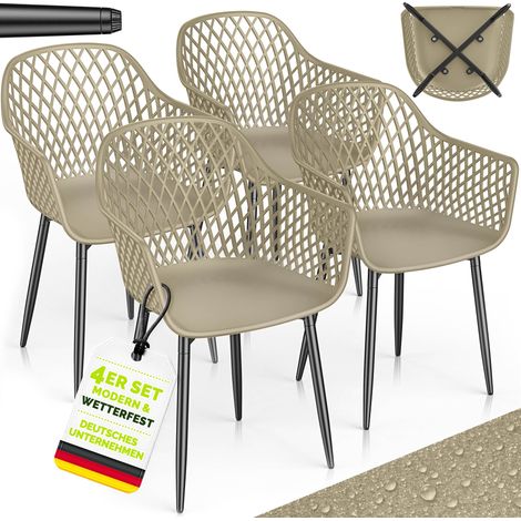 tillvex® Gartenstuhl 4er Set Wetterfest mit Armlehne Taupe Outdoor Stühle bis 120kg belastbar Gartenstühle UV-beständig Terrassenstuhl Gartenmöbel Terrasse Balkon Outdoor Garten (1/5)