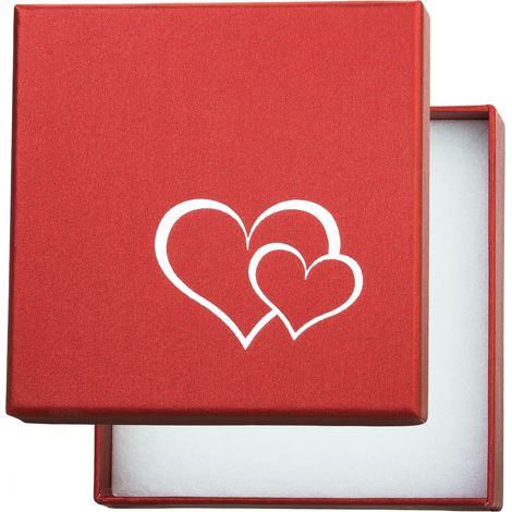 Caja de regalo roja para joyería, embalaje decorativo con forma de corazón y dos corazones. (1/2)