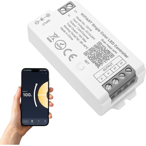 DC12-24V C01W WiFi Contrôleur de bande LED monochrome (1/5)