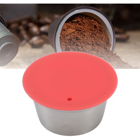Tasse à filtre rechargeable en acier inoxydable compatible avec les capsules de café Nestlé Dolce Gusto (rouge) (1/5)