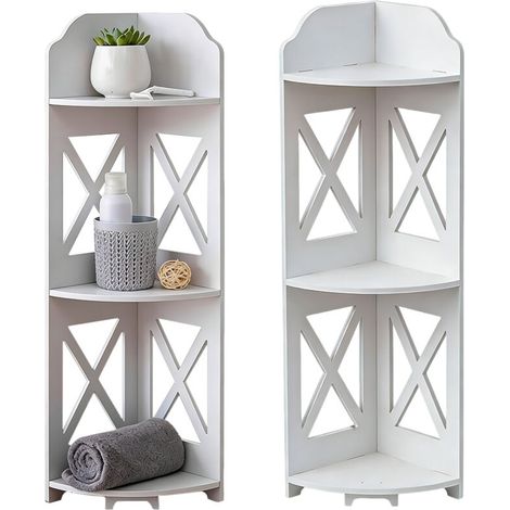 Meuble de salle de bain, meuble de salle de bain blanc étroit, meuble d'appoint autoportant avec étagères ouvertes, meuble de salle de bain multifonctionnel pour salon, salle à manger, cuisine (1/5)