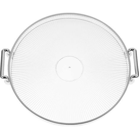 Plateau de rangement de table avec poignée, plateau de service avec poignée, assiette à fruits, articles ménagers-29.80X27.00X3.00CM-Silver (1/4)