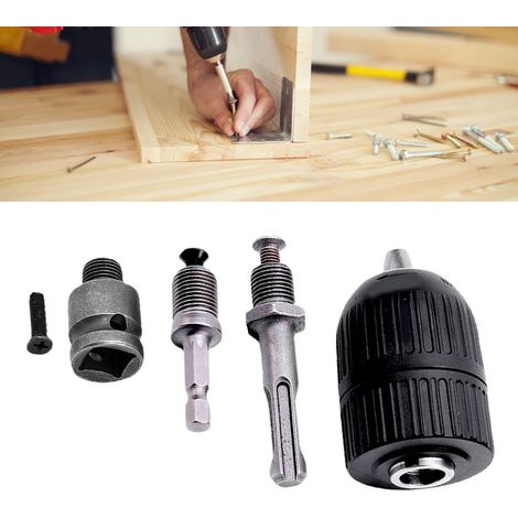 Mandrin de perçage sans clé à 3 mors, adaptateur carré 1/2 po vers hexagonal 1/4 po, plage de serrage 2-13 mm (1/5)