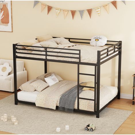 Litera infantil 140x200 cm negra de metal con barandillas de seguridad (1/5)