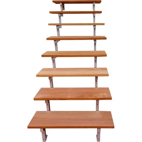 BALI Gartentreppe Stahl H139cm - 8 Bankirai Hartholz Stufen B60cm