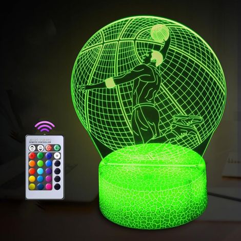 Luz nocturna de baloncesto 3D, juguete de ilusión para niños, 16 colores cambiantes con control remoto, lámpara de noche para niños, regalos de cumpleaños y Navidad, decoración de dormitorio (1/5)