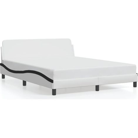 Lit double,Lit adulte,Cadre de lit Dover blanc et noir 160x200 cm similicuir CFW8015979 (1/5)