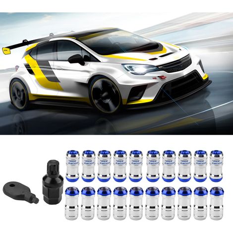 M12 x 1,5 Radmuttern für Rennsport-Leichtmetallfelgen, Befestigungsschrauben für den Autosport, 20er-Set, blaue Farbe, geeignet für die meisten Zubehörfelgen. (1/5)