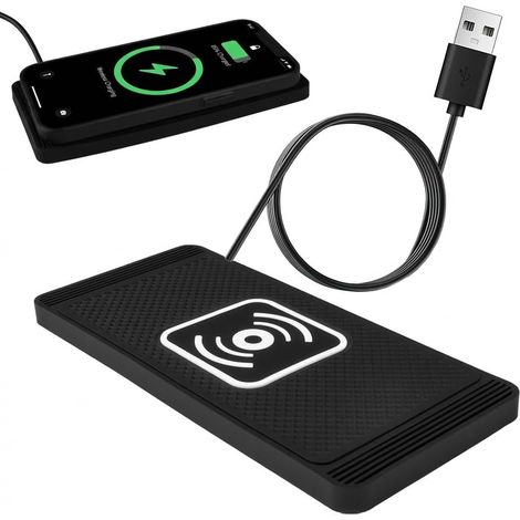 15 W Chargeur de Voiture sans Fil Tapis de Chargement Rapide sans Fil QI pour Voiture Tapis de Charge Rapide antidérapant avec USB Câble 1M pour iPhone 16 15 14 13 12 11 X Samsung S22/S21 (1/5)