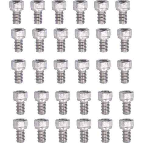 Lot de 30 vis à tête cylindrique M6x10 en acier inoxydable 304 A2-70, boulons à six pans creux DIN 912, fixation robuste. (1/5)