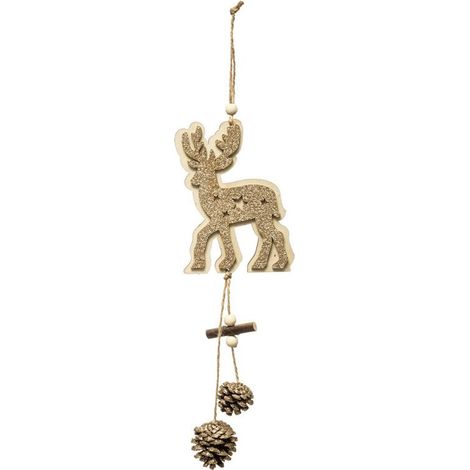 Paris Prix - Sujet De Noël Renne glacé 35cm Naturel