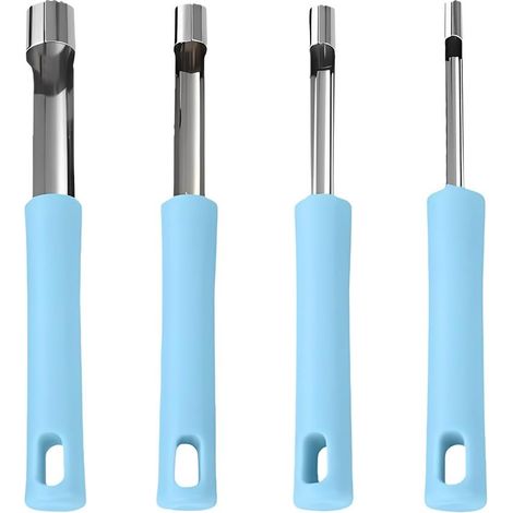 Set de 4 Dénoyauteurs Bleus en Acier Inoxydable, Outil Multi-Tailles pour Pommes et Fruits (1/5)