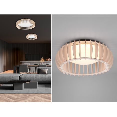 Dimmbare LED Deckenleuchte MONTE mit Naturholzlamellen, Ø 40cm (1/5)