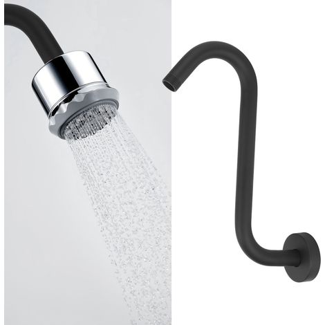 [Cabezal de ducha] [NPT1/2] [Brazo en forma de S esmaltado en negro] Extensión de ducha mural, brazo de ducha esmaltado en negro, brazo de extensión mural integrado en forma de S (1/5)