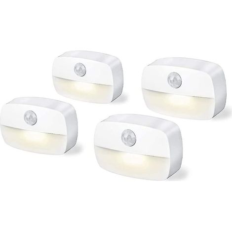 Lot de 4 veilleuses à détecteur de mouvement alimentées par piles 3A, à coller sur les placards, les escaliers, les couloirs, la cuisine (1/5)