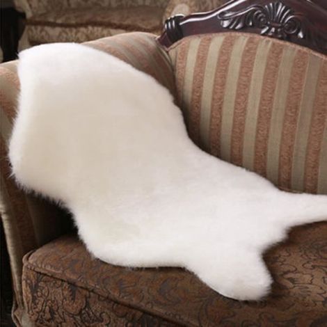 Tapis en fausse fourrure - Imitation mouton - 60x90 cm - Blanc (1/4)