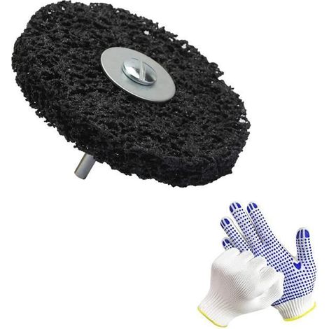 1 Pcs Disque de Décapage Noir avec Tige de Support Inox Roue de Nettoyage pour Meuleuses d'Angle Diamètre 100 mm Disque Abrasif CSD (1/4)