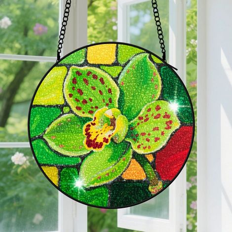 Suspension en vitrail - Attrape-soleil unique minimaliste élégant, décoration fenêtre maison, cadeau Fête des Mères, Anniversaire pour femme, homme 9cm (1/5)