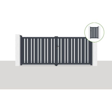 Pack portail battant VEYMONT 350x140cm + Portillon 1m VEYMONT H.140cm Gris (1/5)
