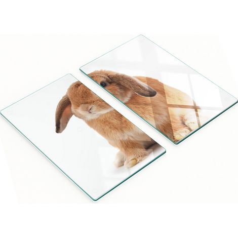 Küchenschneidebretter aus Glas mit rotem Kaninchenmotiv, 2 x 30 x 52 cm (1/5)