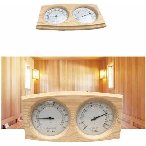 Thermohygromètre pour sauna, hygromètre, thermomètre en bois, accessoires de sauna, thermomètre d'humidité de table unique pour sauna, par DEBUNS (1/4)
