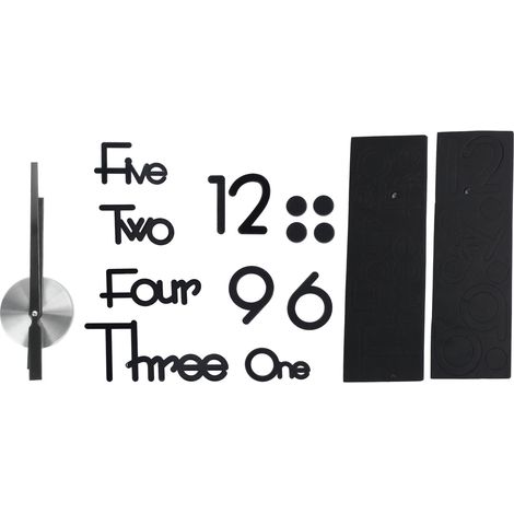 Horloge murale adhésive sans cadre, autocollant miroir à faire soi-même, pour la décoration de la maison, du bureau ou de la chambre. Taille moyenne, noir. (1/5)