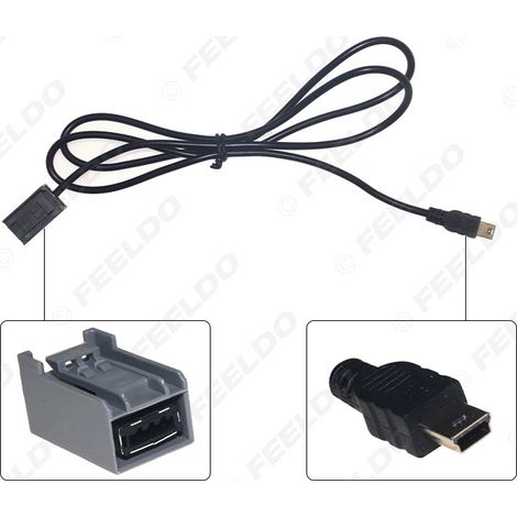Câble adaptateur mini USB 5 broches compatible avec Honda Civic, Accord, Odyssey et Mitsubishi Lancer ASX