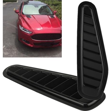 prises d'air décoratives pour capot auto, évents de ventilation universels, pièces de rechange, style sport, noir (1/5)