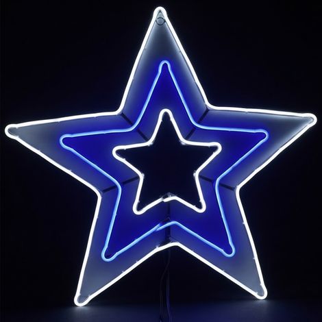 Stella Luminosa Natalizia 720 LED Bianco Freddo E Blu GRANDE CM 80X80  8 Giochi di Luce  IP44 da esterno o interno  luminosissima tripla stella 3D Tubo LED Spettacolare per Decorazioni Natalizie (1/5)