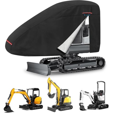 Excavator Cover Outdoor Cover for Mini Excavator UV Rain Protection with Reflective Strip Windproof Buckle and Zip 300 x 160 x 74 cm (1/5)