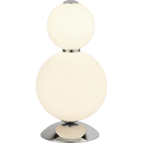 Abatjour Contemporaneo Snow Ball Acciaio Cromo Vetro Bianco Led 15W 3000K (1/5)