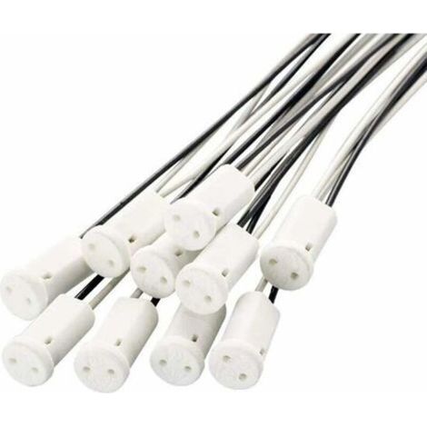 Packung mit 20 G4-Keramikfassungen, 10 cm – 12 V für Halogen- und LED-Lampen – Kupferdrähte für dauerhafte Verbindung (1/5)